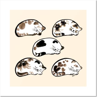 Sleeping cats pattern Posters and Art